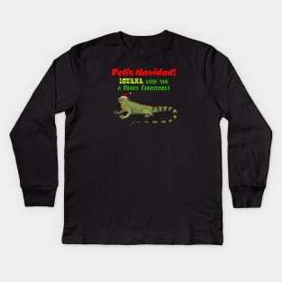 Iguana Wish You a Merry Christmas Kids Long Sleeve T-Shirt